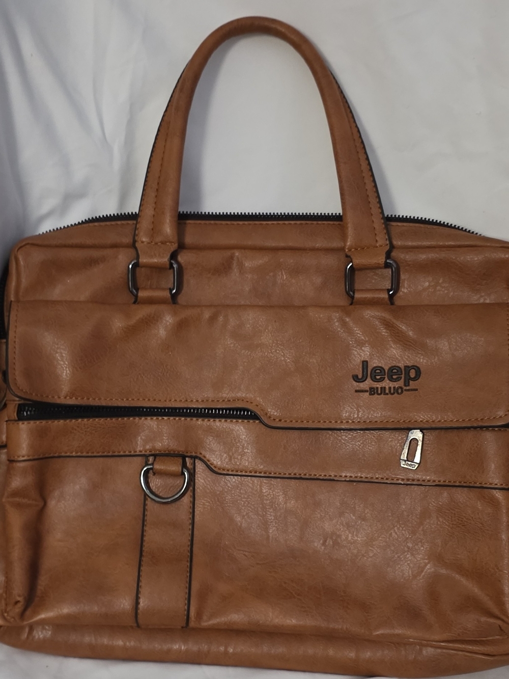 Jeep Men's Tan Leather Briefcase Bag